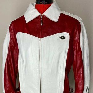 Hein Gericke Red N Cream Leather Size 10 US